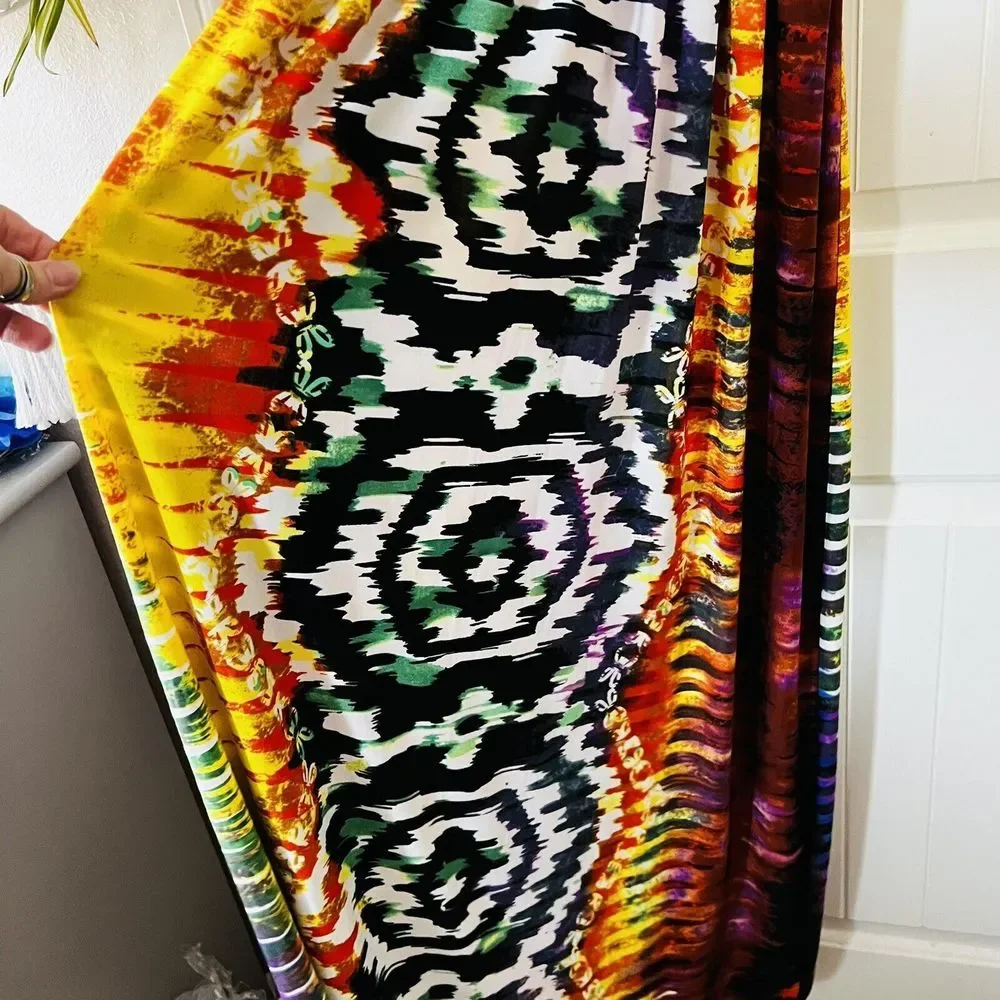 Roz & Ali Sleeveless Embellished Beaded Maxi Dress Plus Size 10 Multicolor - Picture 5 of 15